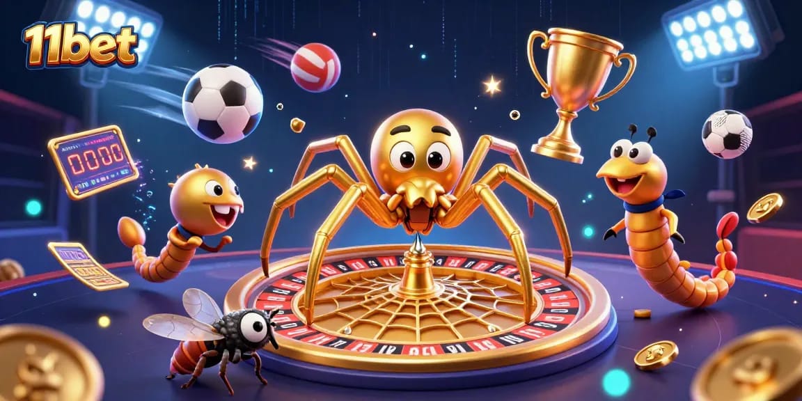 Engage with thrilling bets at 11bet in an action-packed roulette scene with dynamic sports elements.