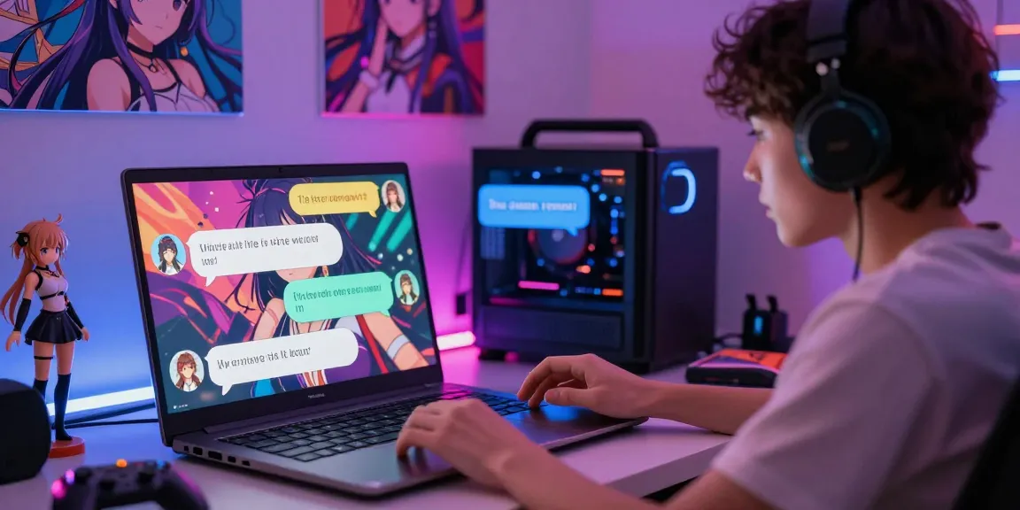 Dynamic ai ecchi chat interaction on a modern digital platform with animated characters.
