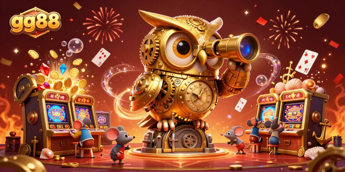 Engage in thrilling adventures at gg88's vibrant casino floor full of characters, gold coins, and lively games.