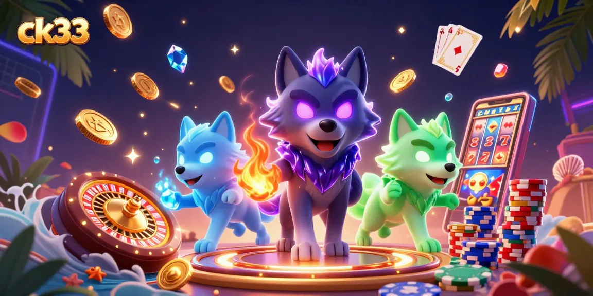 Engage in thrilling gaming experiences with ck33, showcasing a dynamic casino scene with wolves and casino elements.