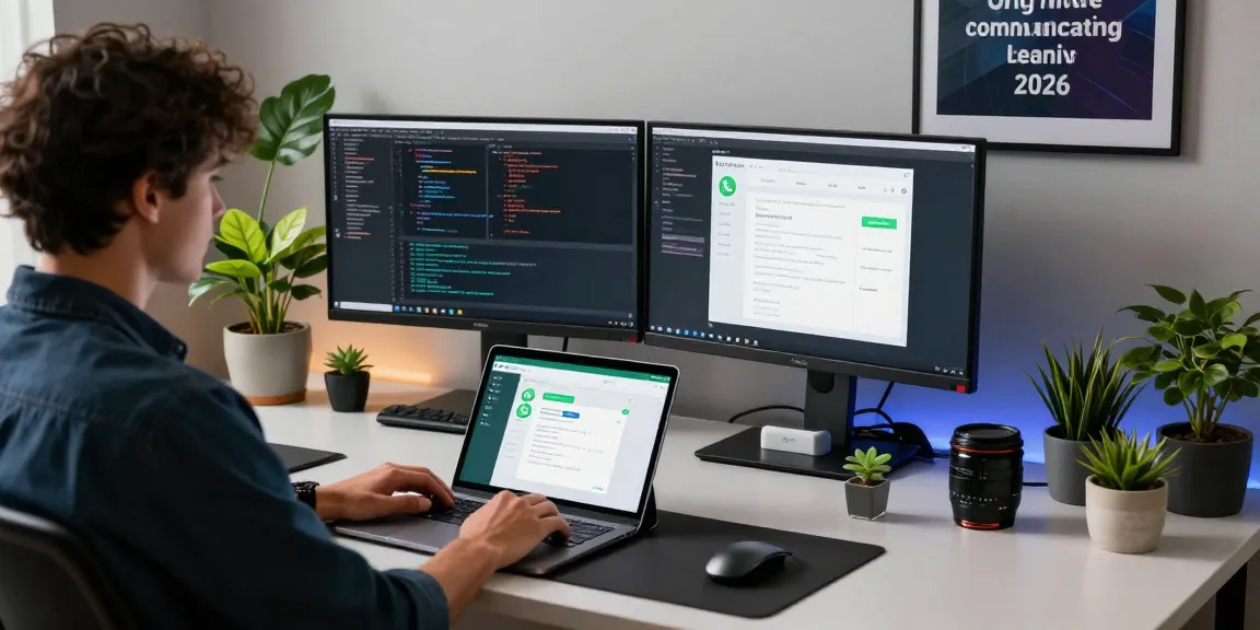Using WhatsApp網頁版 on a modern workspace with tech gadgets and vibrant plants