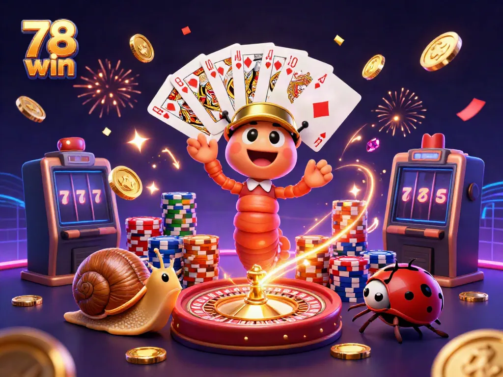 Experience thrilling gameplay at 78 win with a vibrant casino scene filled with excitement and wins.