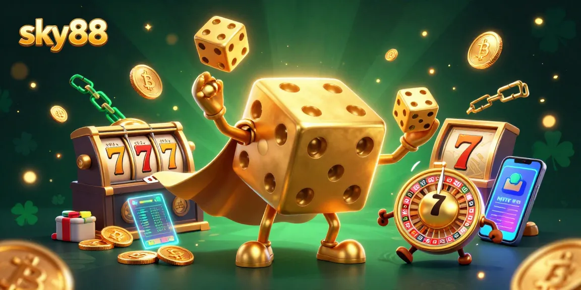 Engage in thrilling casino action with sky88's vibrant golden dice and slot games.