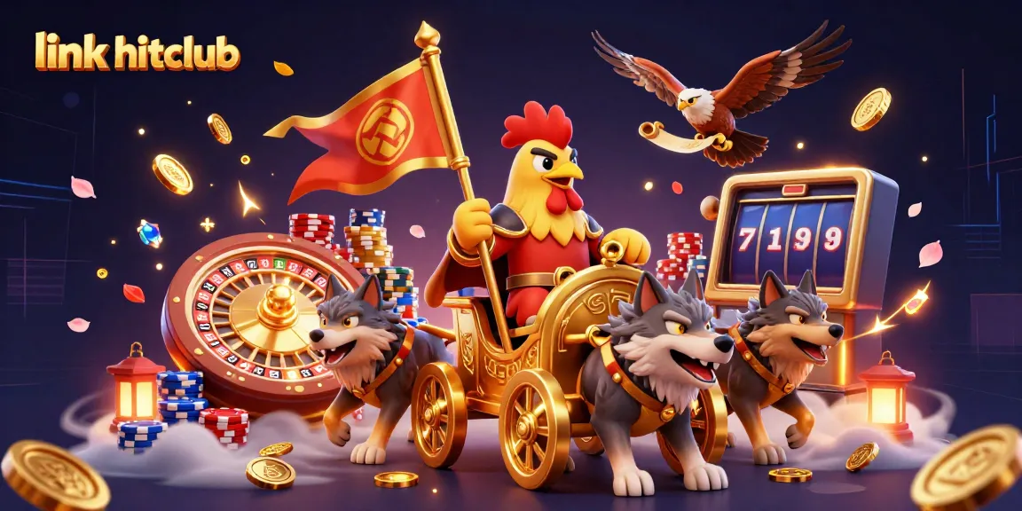 Cascade golden coins and vibrant poker chips as you experience link hitclub's thrilling online gaming adventure.