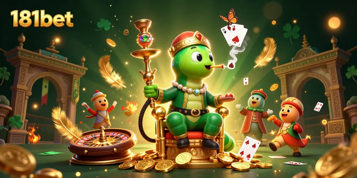 Experience the engaging world of 181bet with a vibrant 3D casino illustration showcasing a magical caterpillar and dynamic gambling elements.