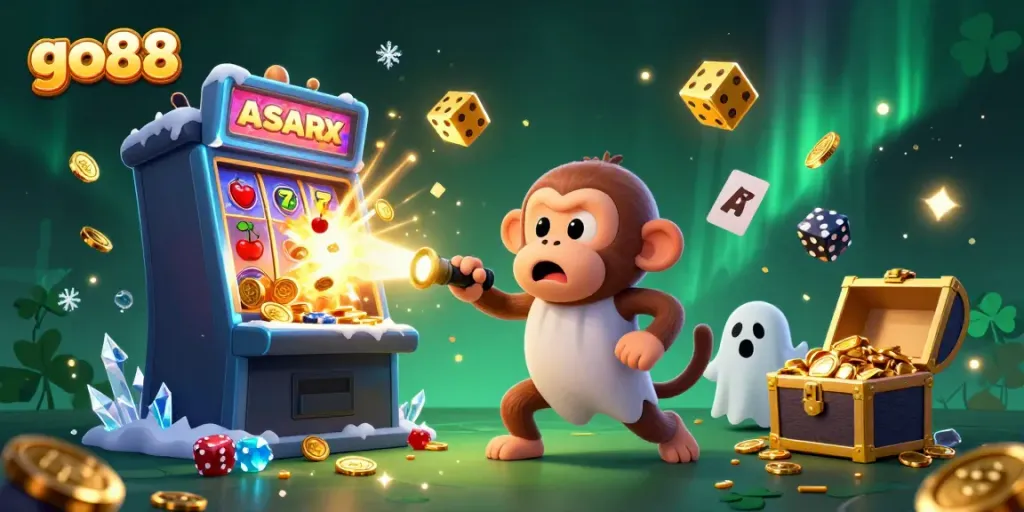 Join the excitement of go88 with a dynamic casino scene and animated characters.