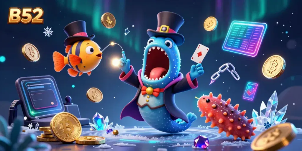 Experience the magic of B52 gaming with vibrant characters and dazzling casino elements.
