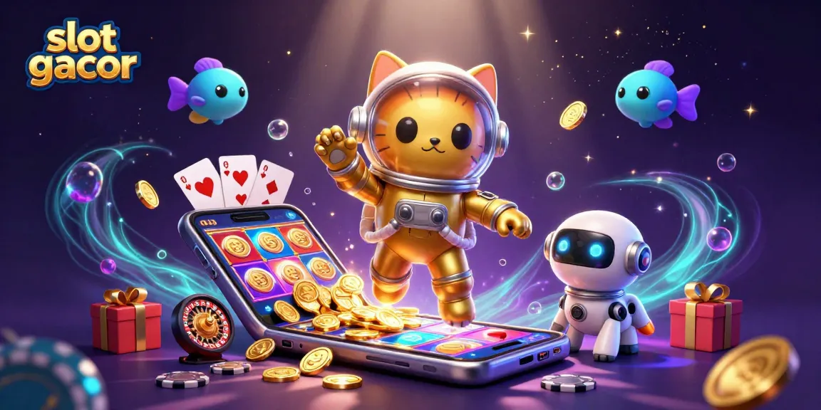Play slot gacor with entertaining characters in a vibrant casino-themed 3D scene.
