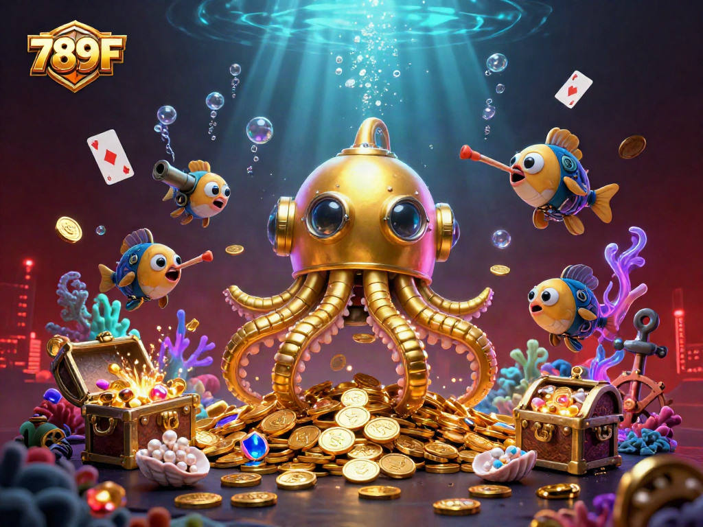 Experience the thrilling adventure of 789F in this vibrant underwater scene filled with gold and excitement.