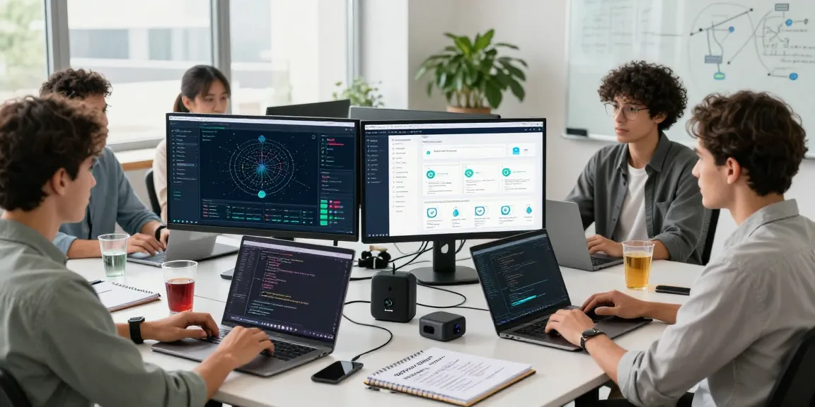 快连 technology workspace showcasing developers optimizing network solutions with modern tools and collaborative environment.