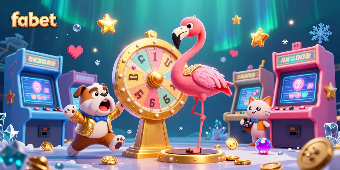 Spin to win at fabet with a vibrant casino-themed game show scene featuring colorful characters.