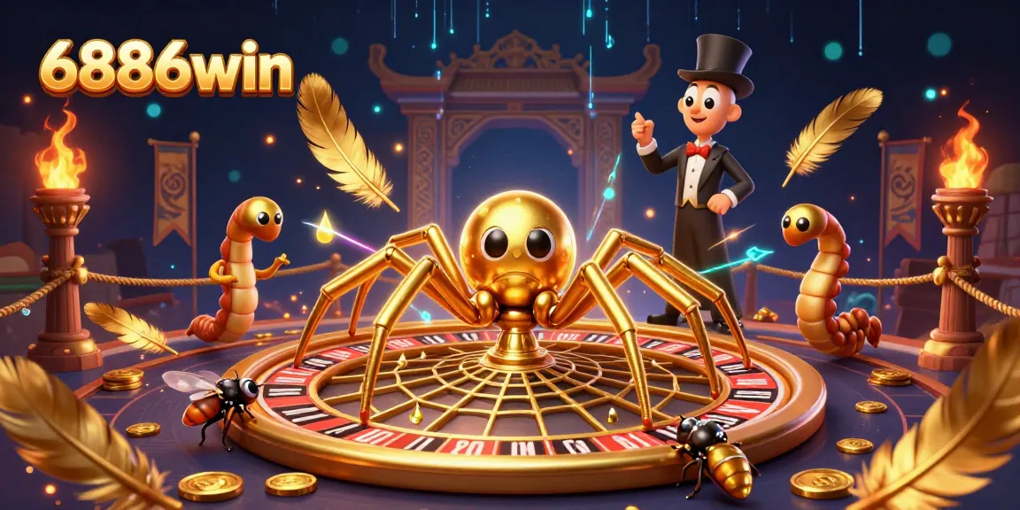 Experience the thrill at 6886win with a stunning carnival-themed spinning web of luck!