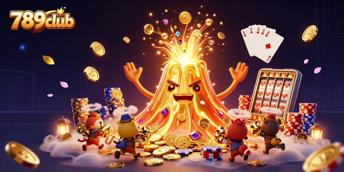 Experience the excitement of 789club with this dynamic casino illustration featuring treasures and games.