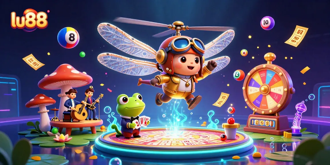 Experience thrilling action at lu88 with vibrant casino elements and whimsical characters.