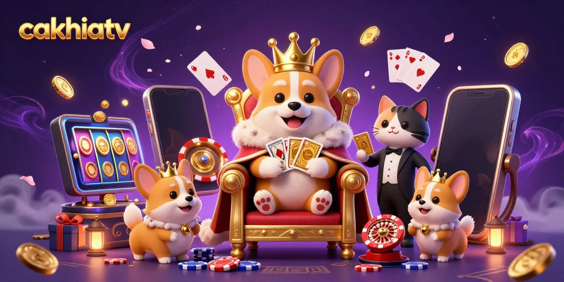 Cakhiatv entertaining players with vibrant slot games and royal casino vibes in a colorful 3D scene.
