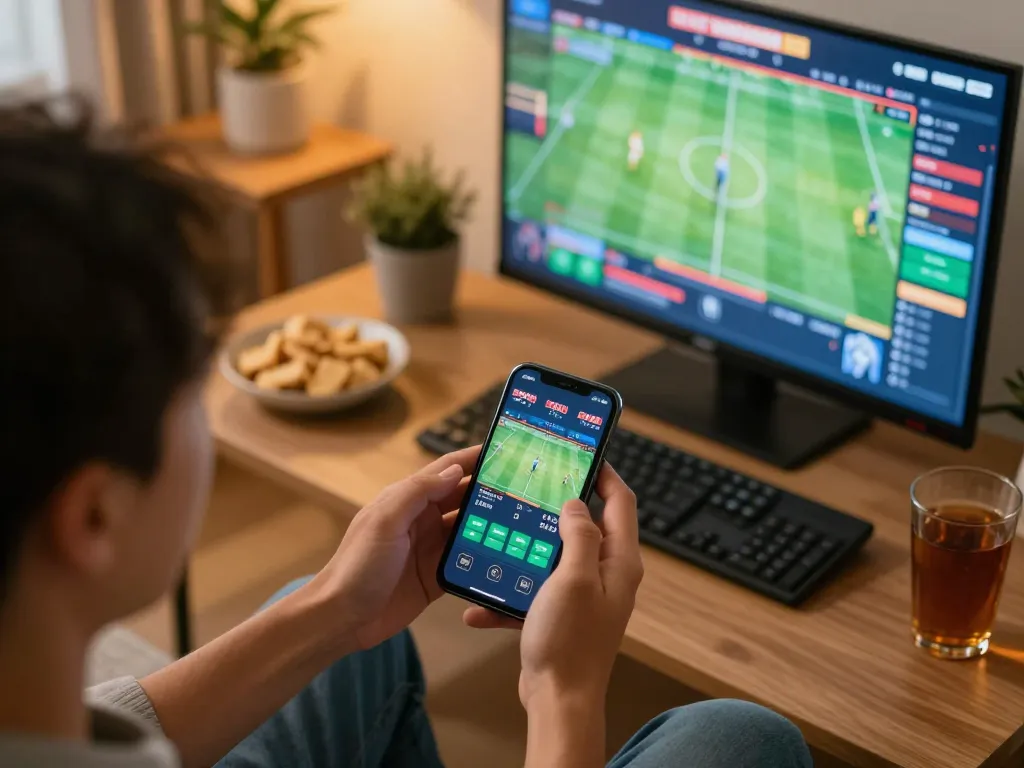 Engaging online betting experience with nhà cái okfun on smartphone in a cozy home