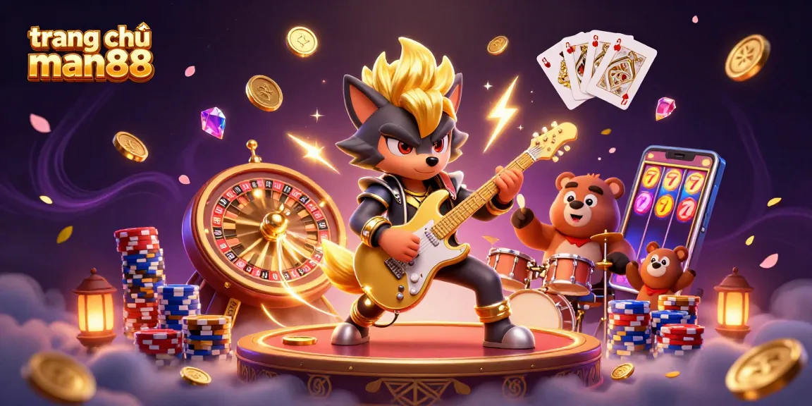 Experience the thrilling action at trang chủ man88 with a vibrant 3D casino illustration.