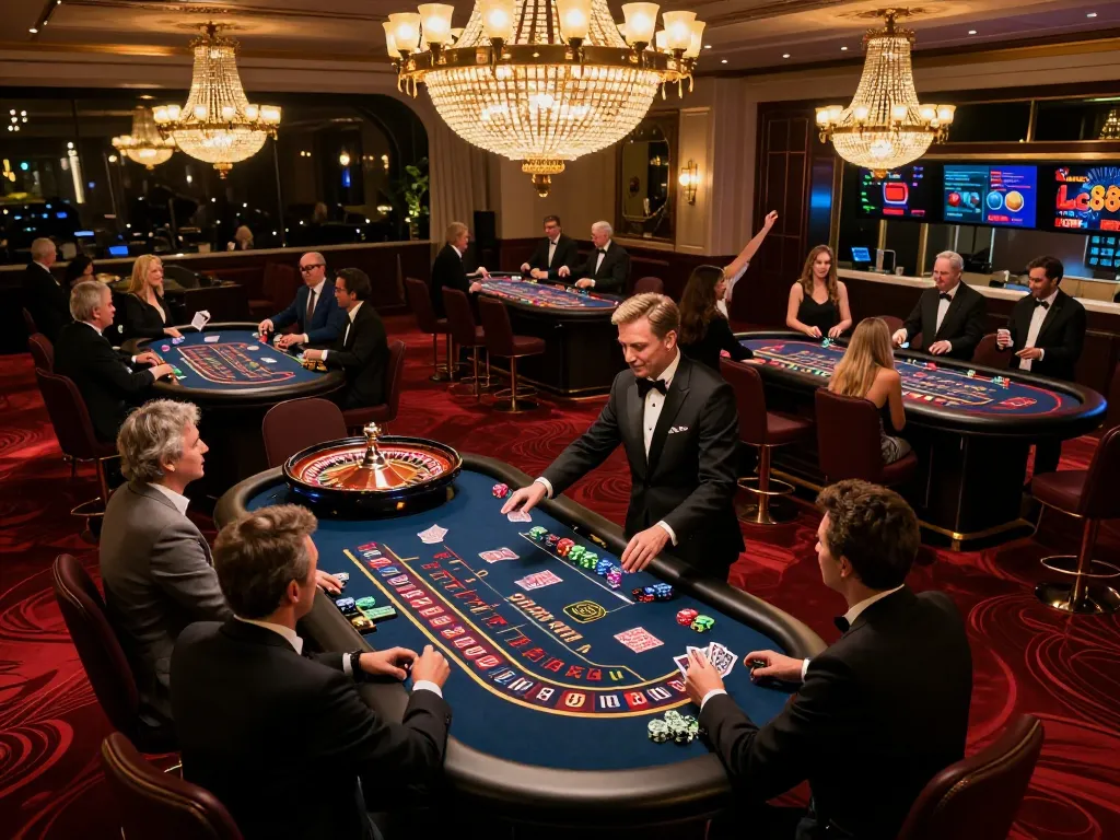 Players enjoying an exciting game of roulette at lc88, capturing the vibrant casino atmosphere.