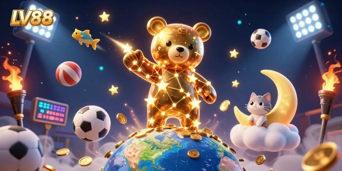 Experience winning with LV88's golden stars and sports-themed dynamic gaming atmosphere.
