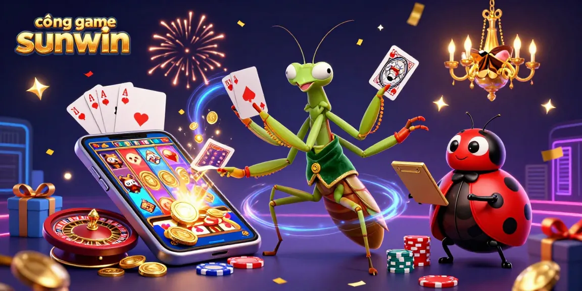 Experience thrilling action with cổng game sunwin as a giant praying mantis dealer and ladybug pit boss create a vibrant casino environment.