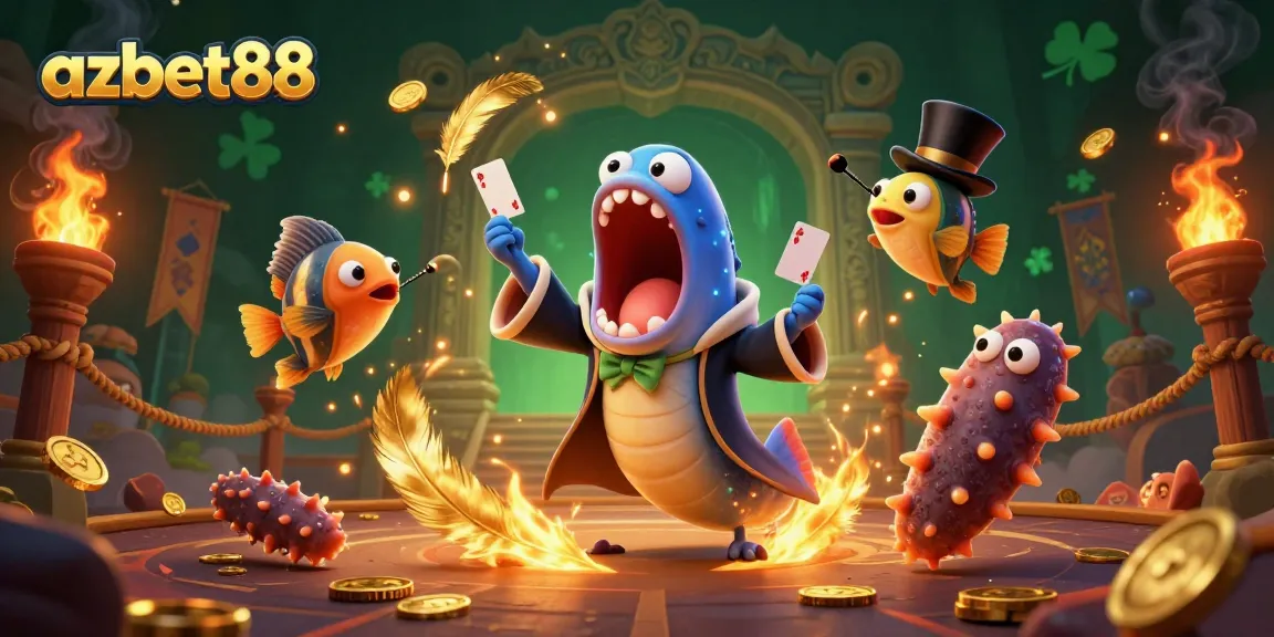 Experience exciting card tricks on azbet88 with a bioluminescent deep-sea eel and anglerfish.