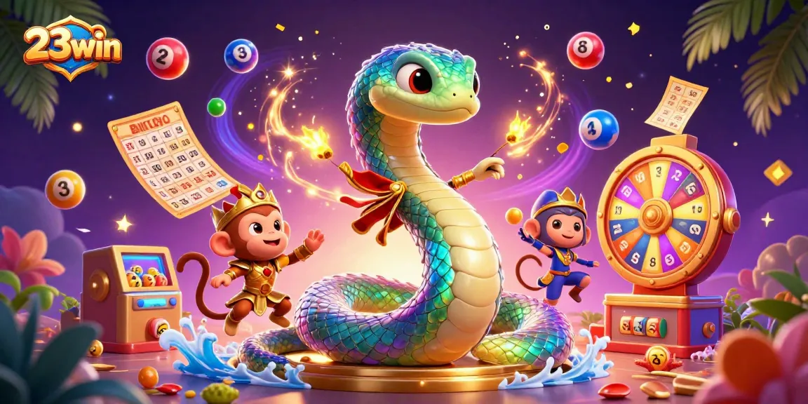 Engage with 23win’s vibrant gaming experience featuring a colorful and dynamic casino illustration.
