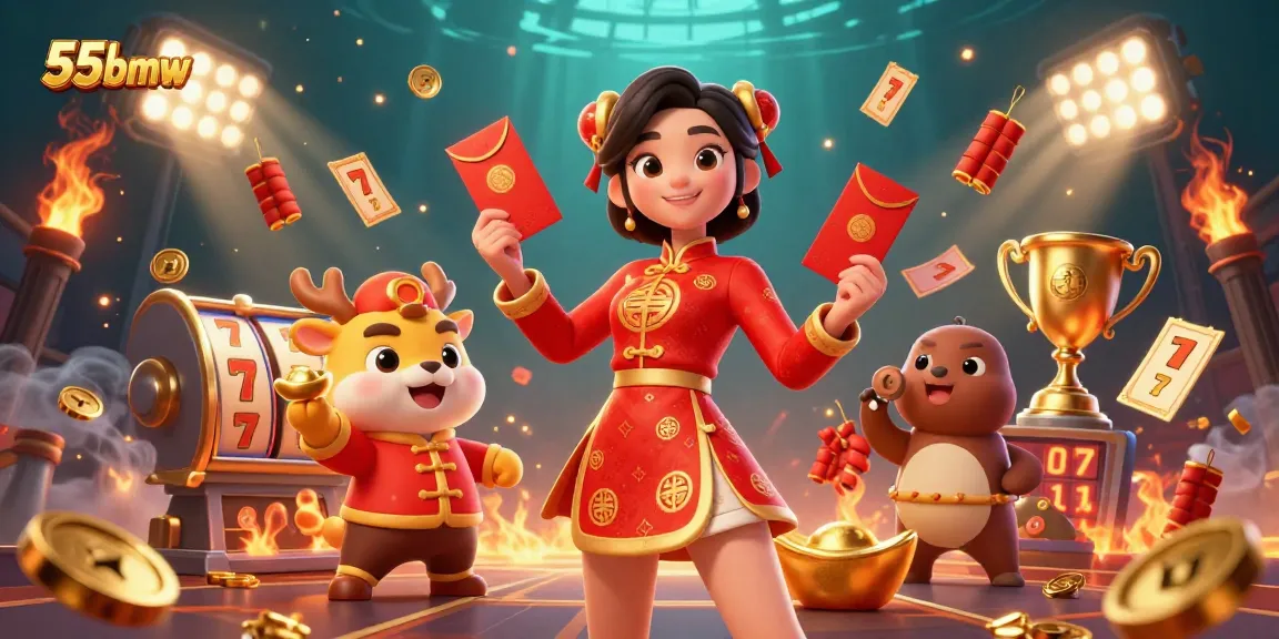 Experience thrilling slot games at 55bmw with vibrant characters and festive elements.