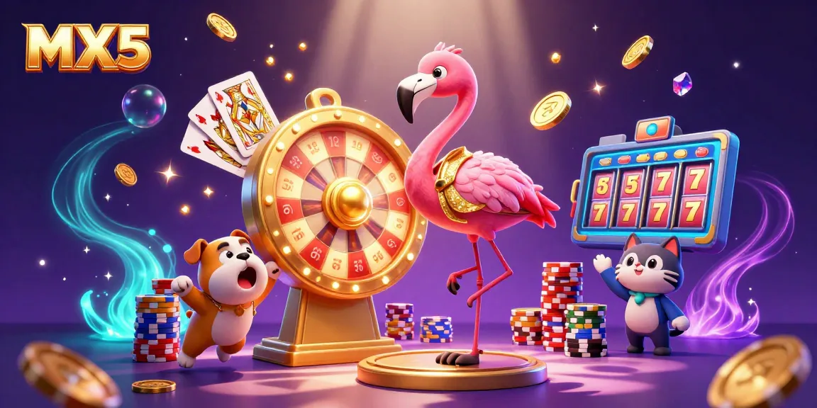 Spin the prize wheel at MX5 for exciting rewards in a vibrant casino atmosphere.