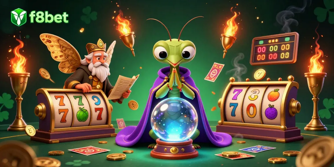Experience thrilling casino games at f8bet with vibrant characters and exciting elements in a 3D digital illustration.