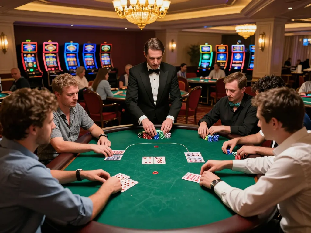 Players at B52 engage in a competitive poker game surrounded by casino glamour