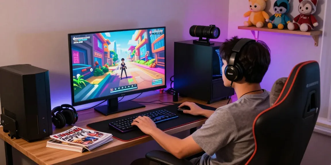 Engaging gamer playing real hentai games in a cozy atmosphere