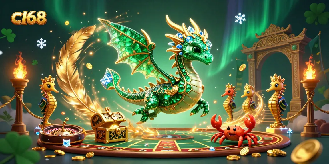 Experience the thrill of c168 casino action with colorful dragon and royal seahorses.