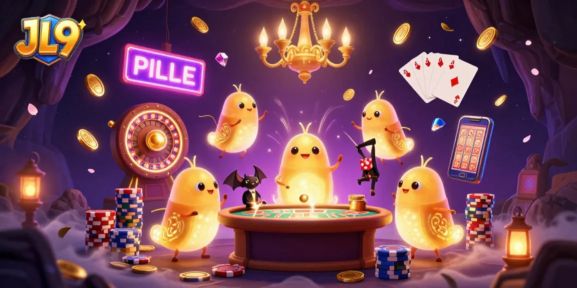 JL9 captivates with vibrant glowworm casino scene, showcasing dynamic games and enchanting details.